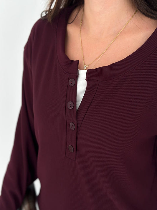 Sweat Kombinli 2 iplik Bluz–bordo