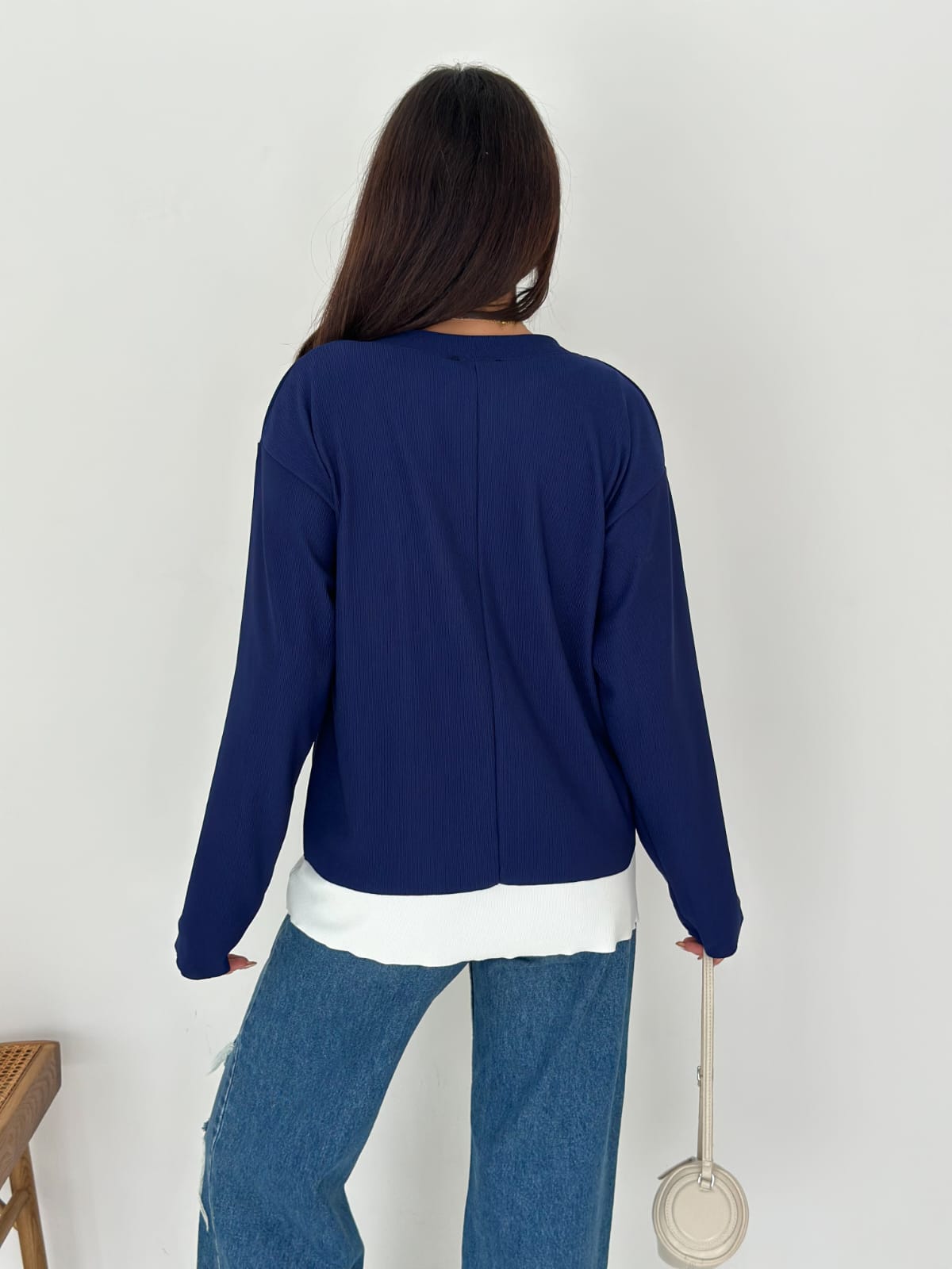 Sweat Kombinli 2 iplik Bluz-Lacivert