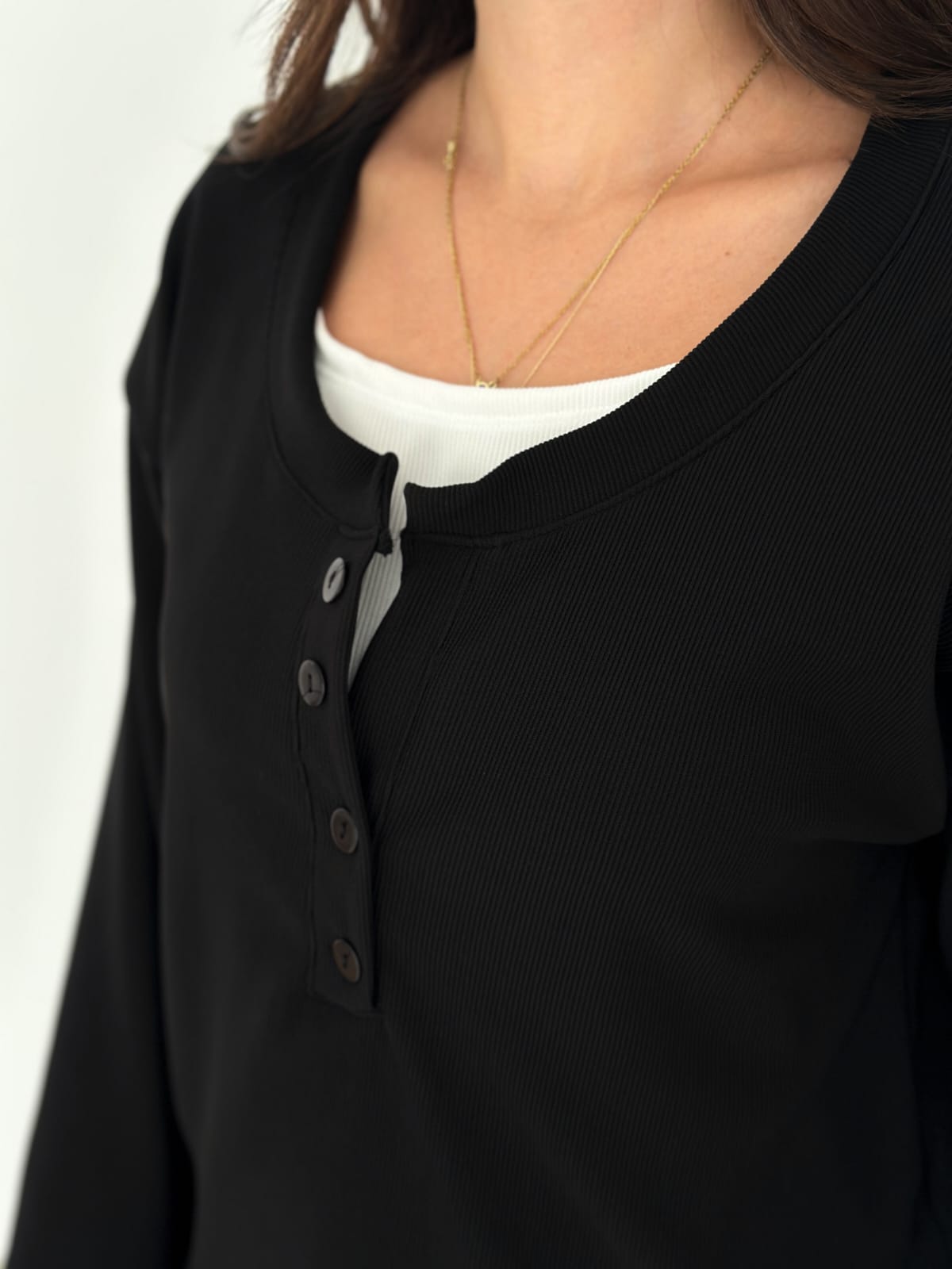 Sweat Kombinli 2 iplik Bluz–Siyah