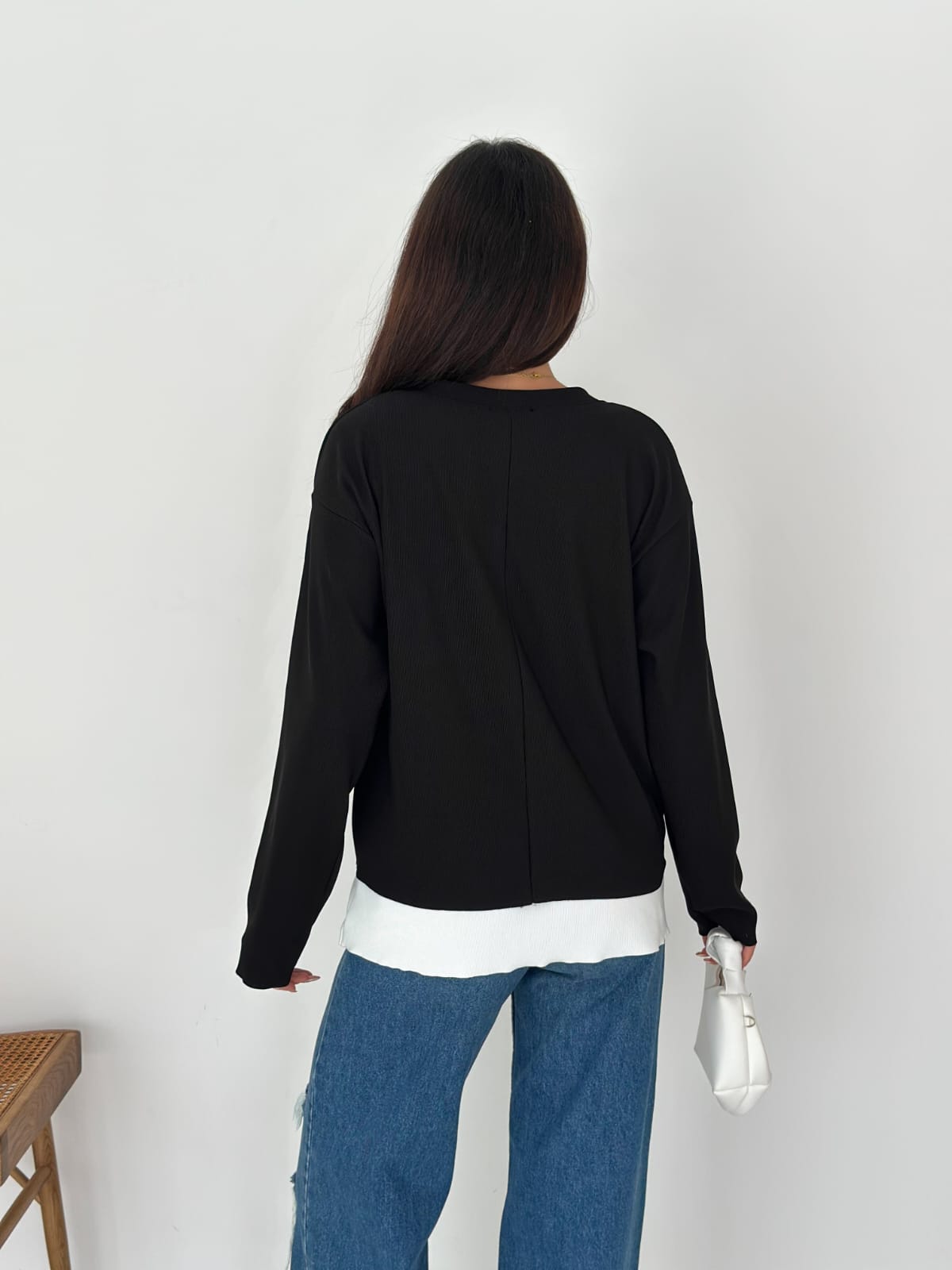 Sweat Kombinli 2 iplik Bluz–Siyah