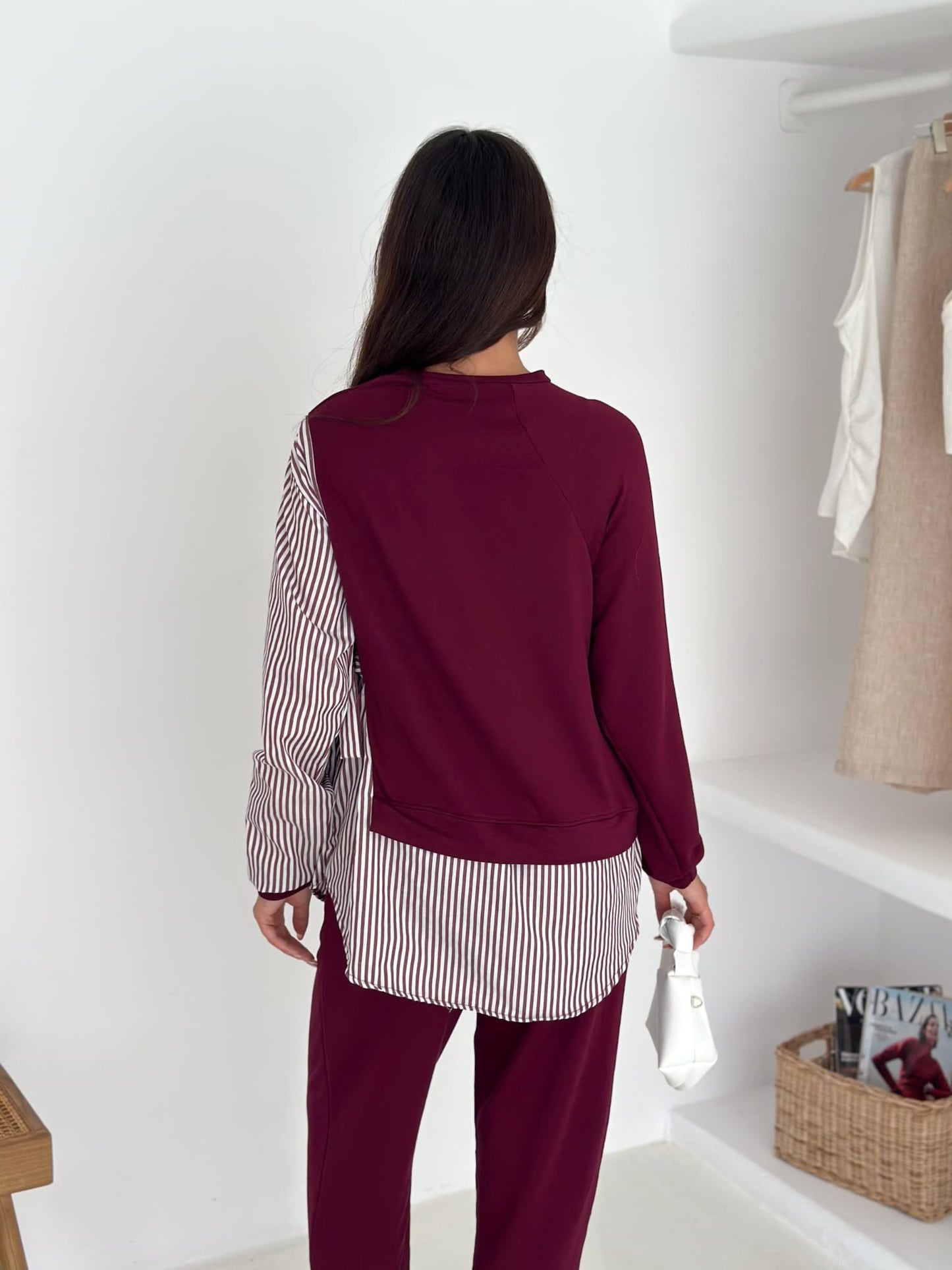 Sweat-Gömlek-Kombinli-Takım–Bordo