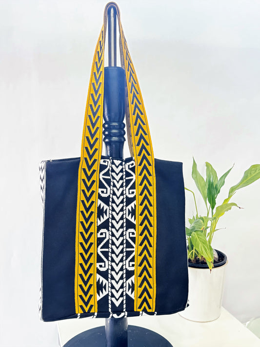 Triko omuz çantası cta-12 sarı kilim desenli