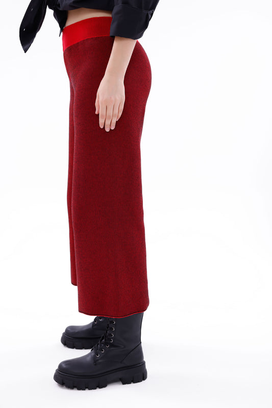 TRİKO SİYAH/KIRMIZI ÇİZGİLİ PANTOLON