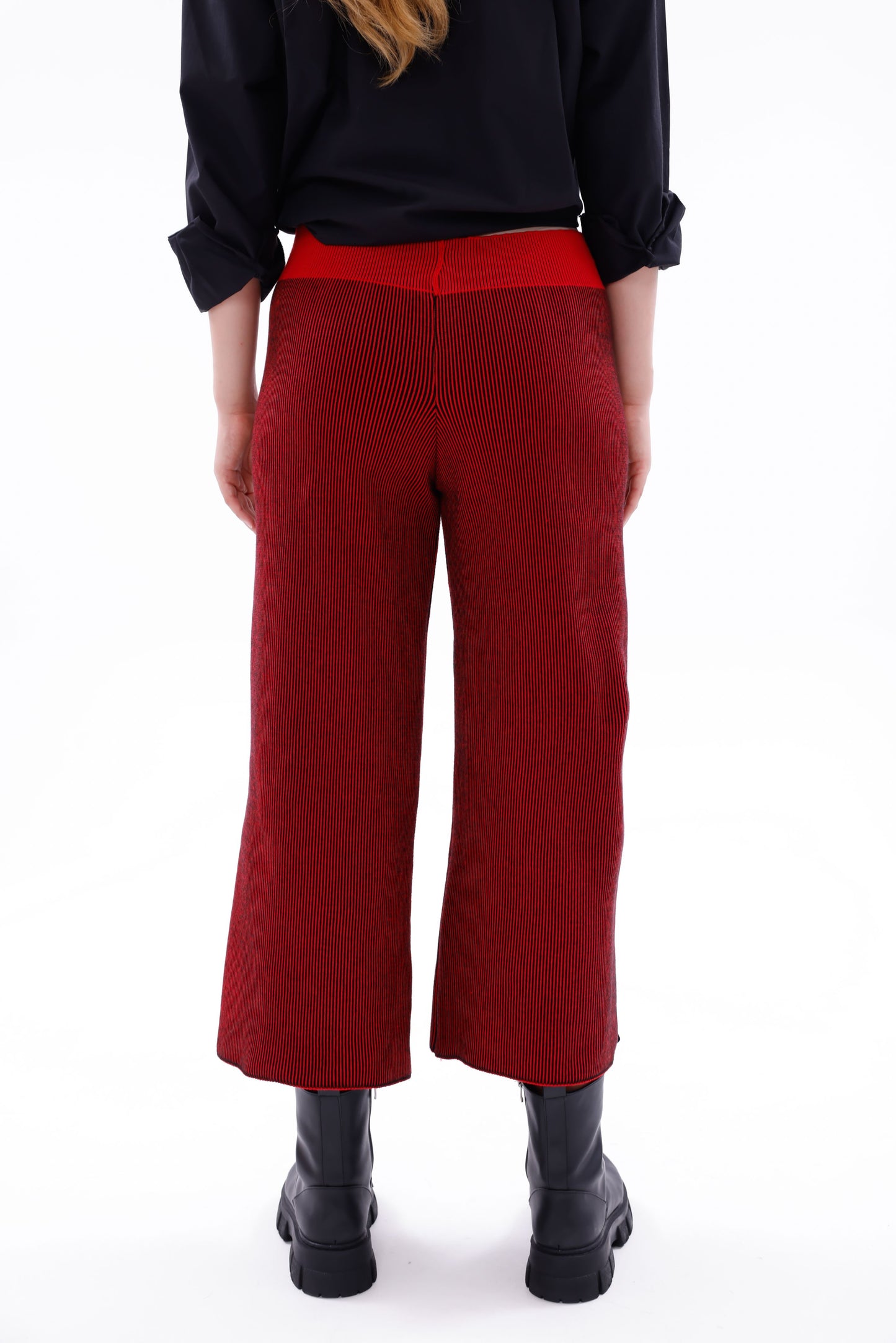 TRİKO SİYAH/KIRMIZI ÇİZGİLİ PANTOLON