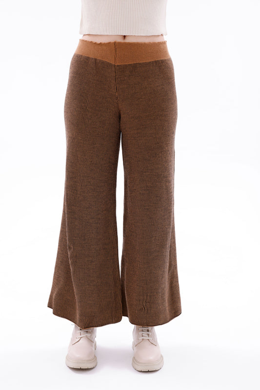 TRİKO SİYAH/SÜTLÜ KAHVE ÇİZGİLİ PANTOLON