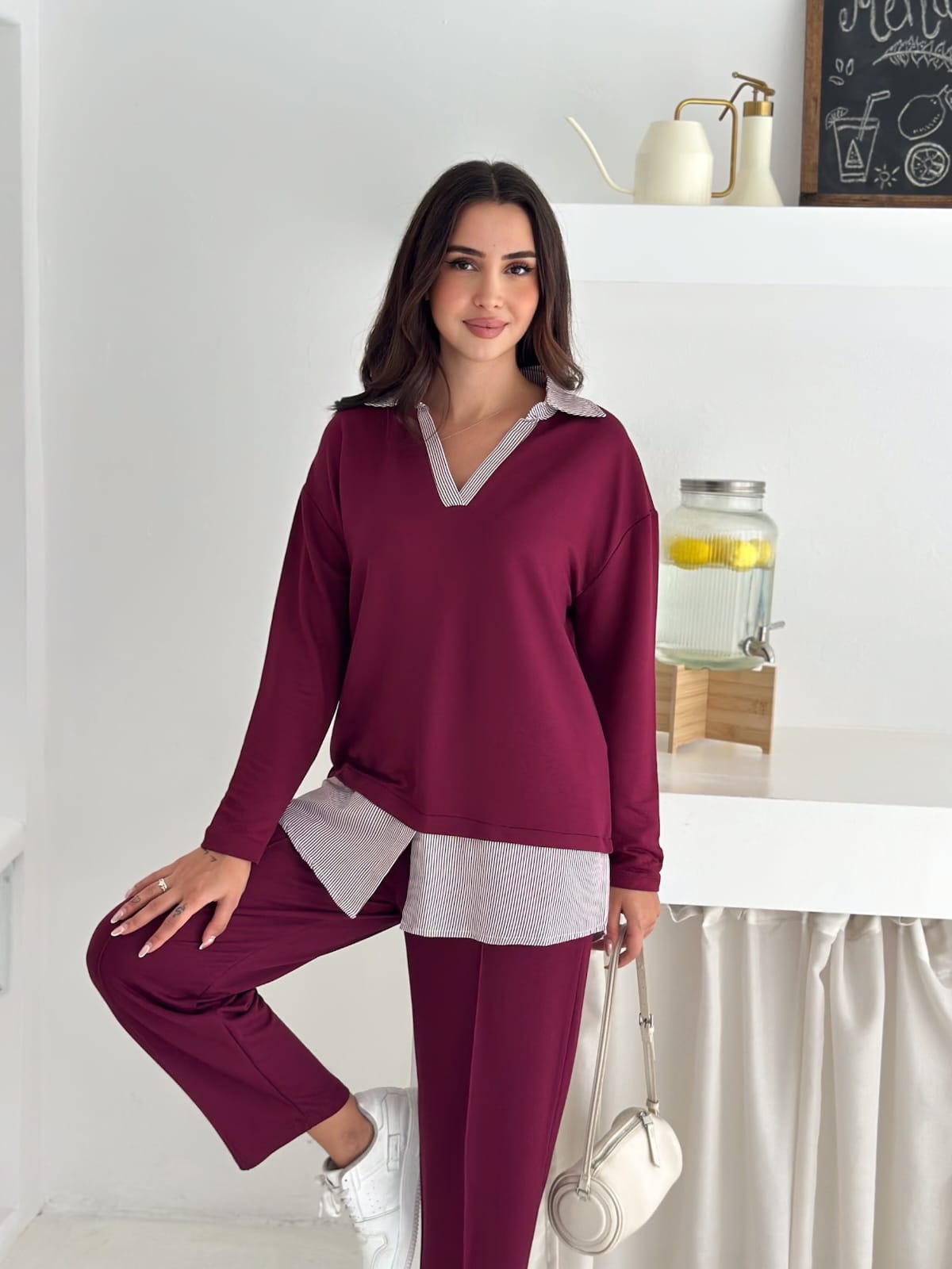Sweat Kombinli 2 İplik Takım–Bordo