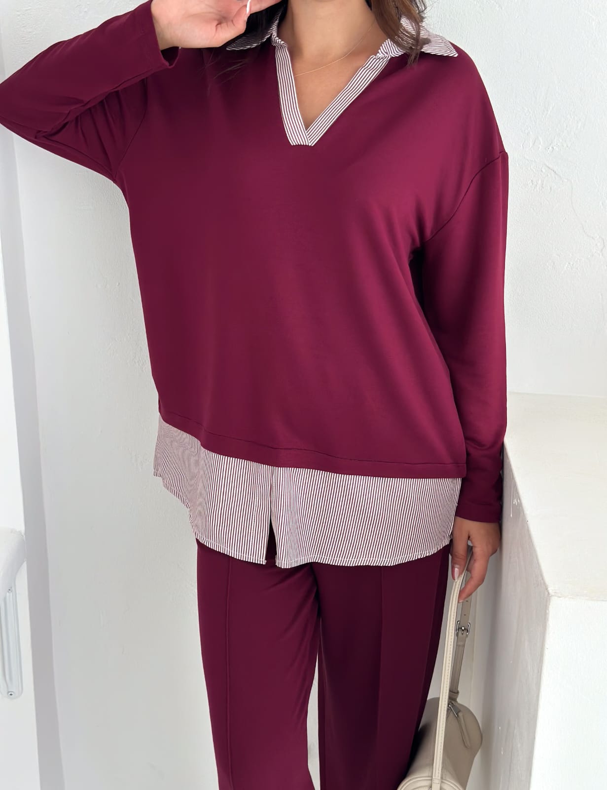 Sweat Kombinli 2 İplik Takım–Bordo