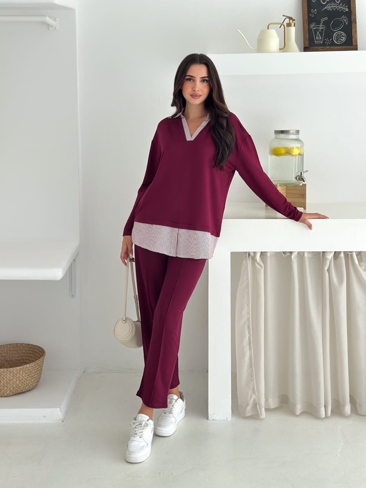Sweat Kombinli 2 İplik Takım–Bordo