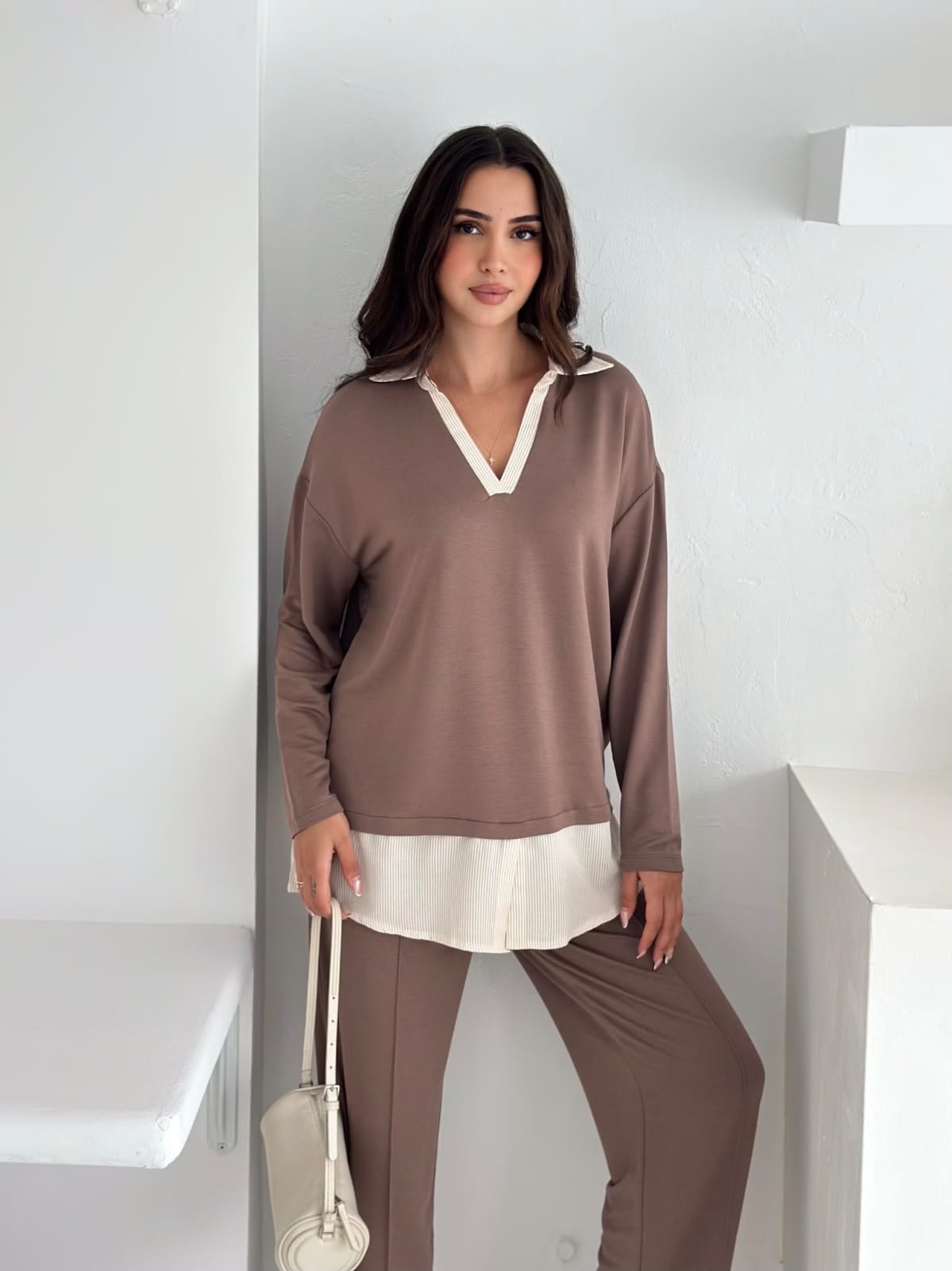 Sweat Kombinli 2 İplik Takım–SutluKahve