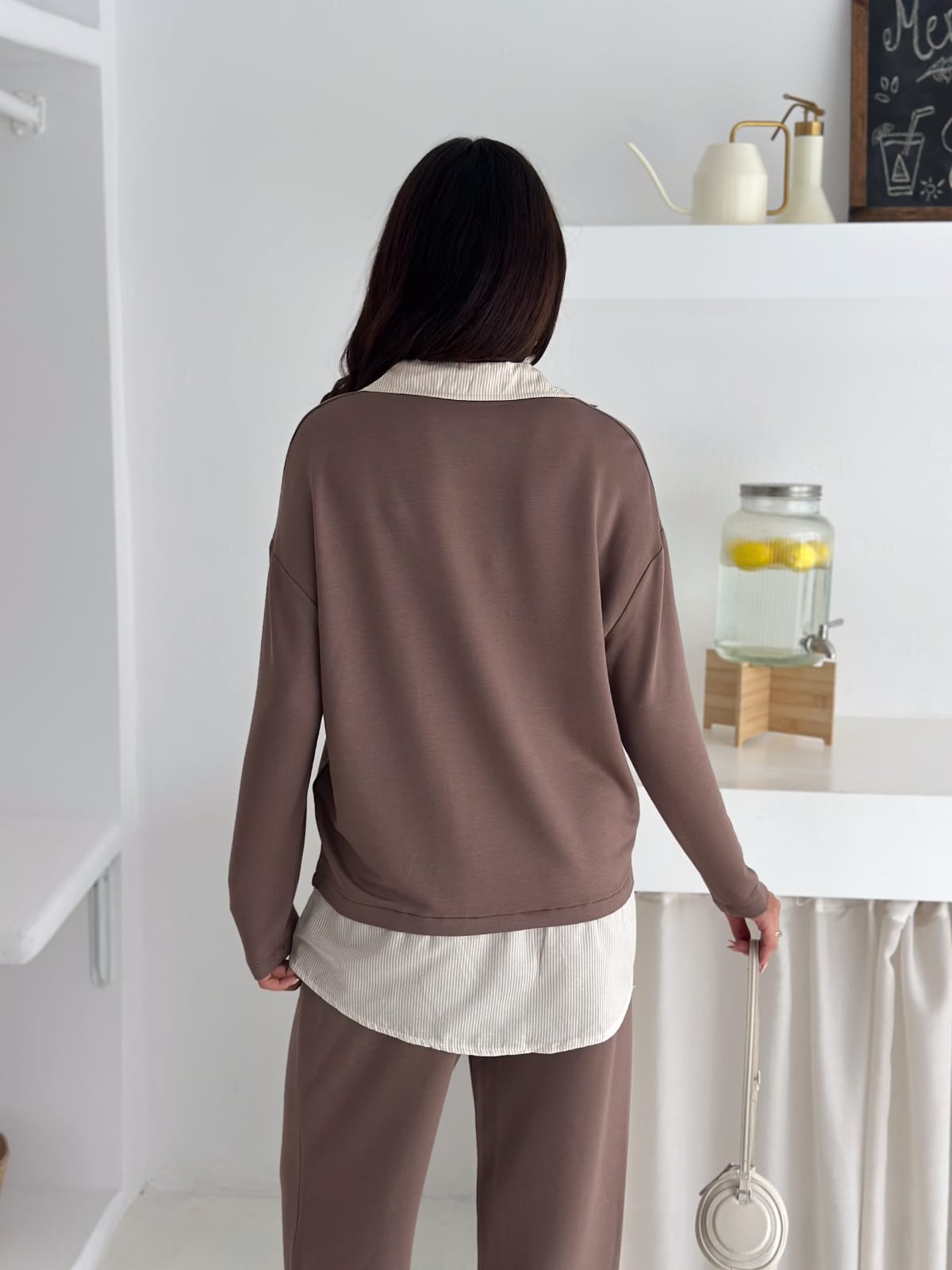 Sweat Kombinli 2 İplik Takım–SutluKahve