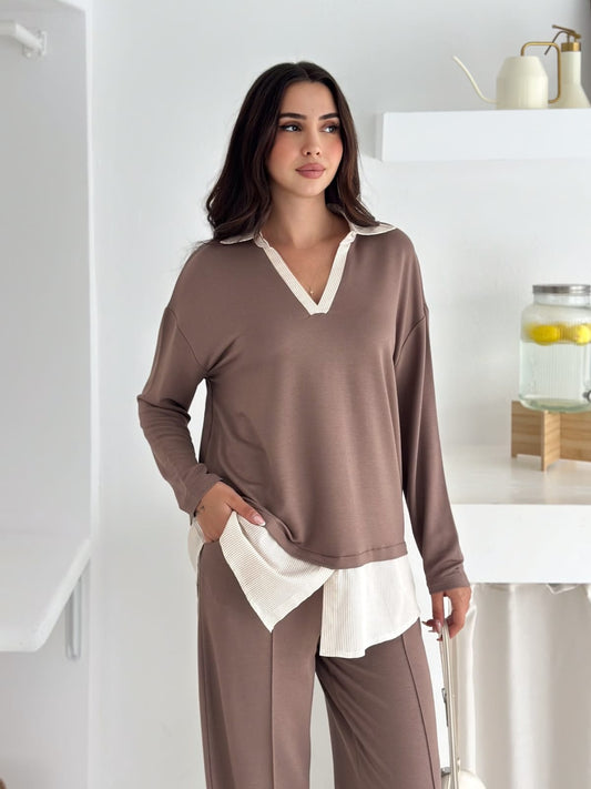 Sweat Kombinli 2 İplik Takım–SutluKahve