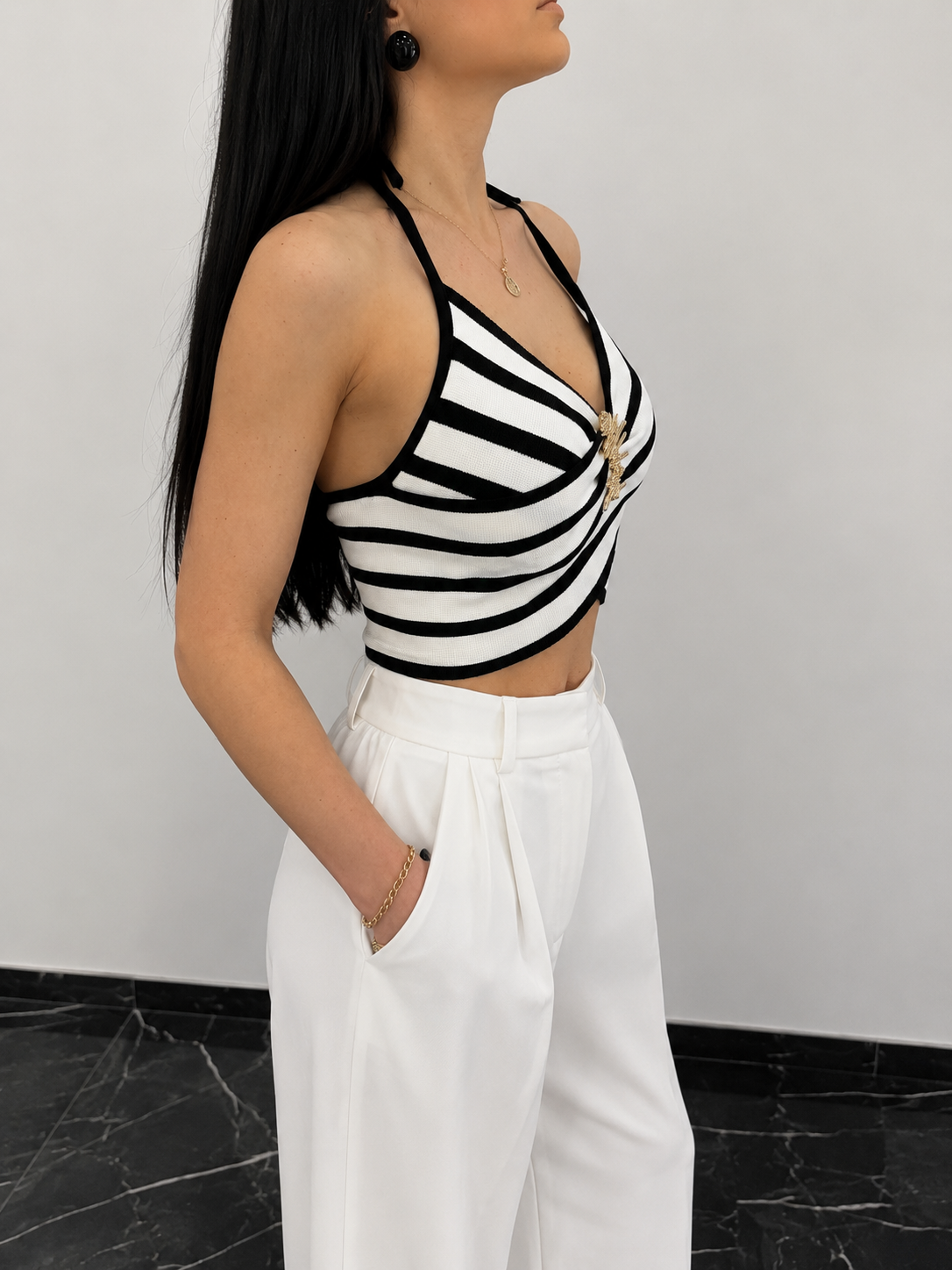 Minimal Cizgili Crop Top
