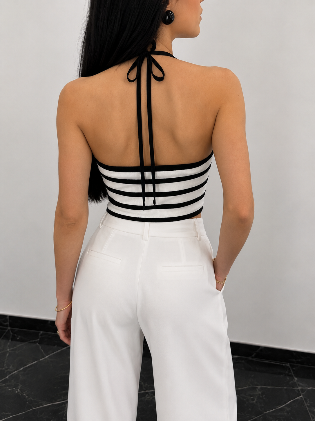 Minimal Cizgili Crop Top