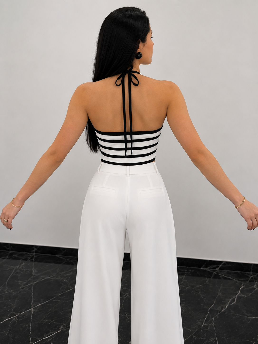 Minimal Cizgili Crop Top