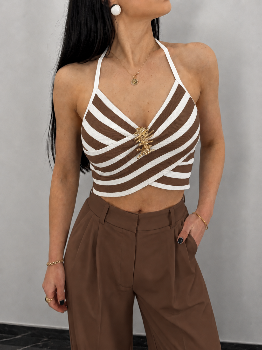 Minimal Cizgili Crop Top