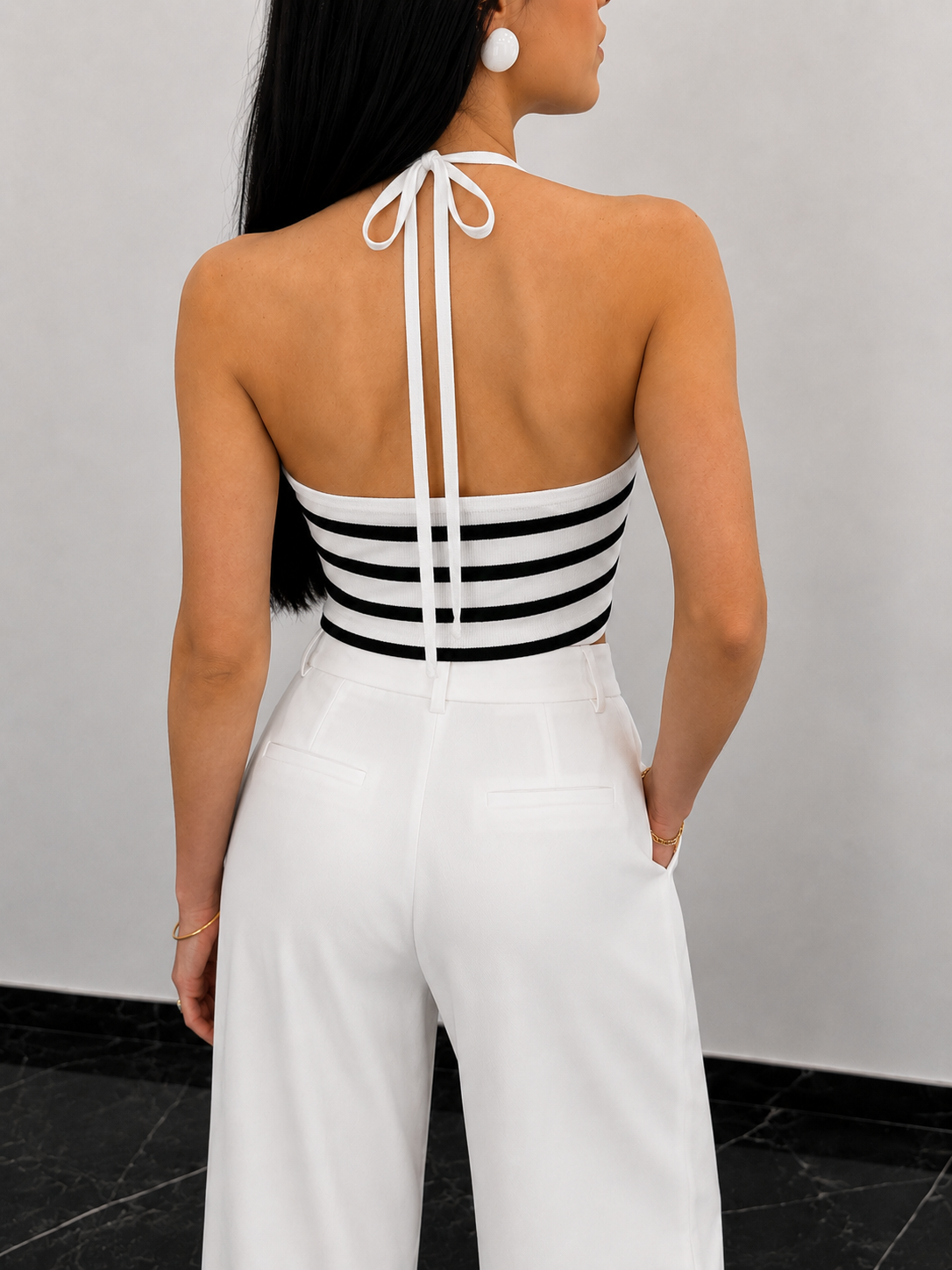Minimal Cizgili Crop Top