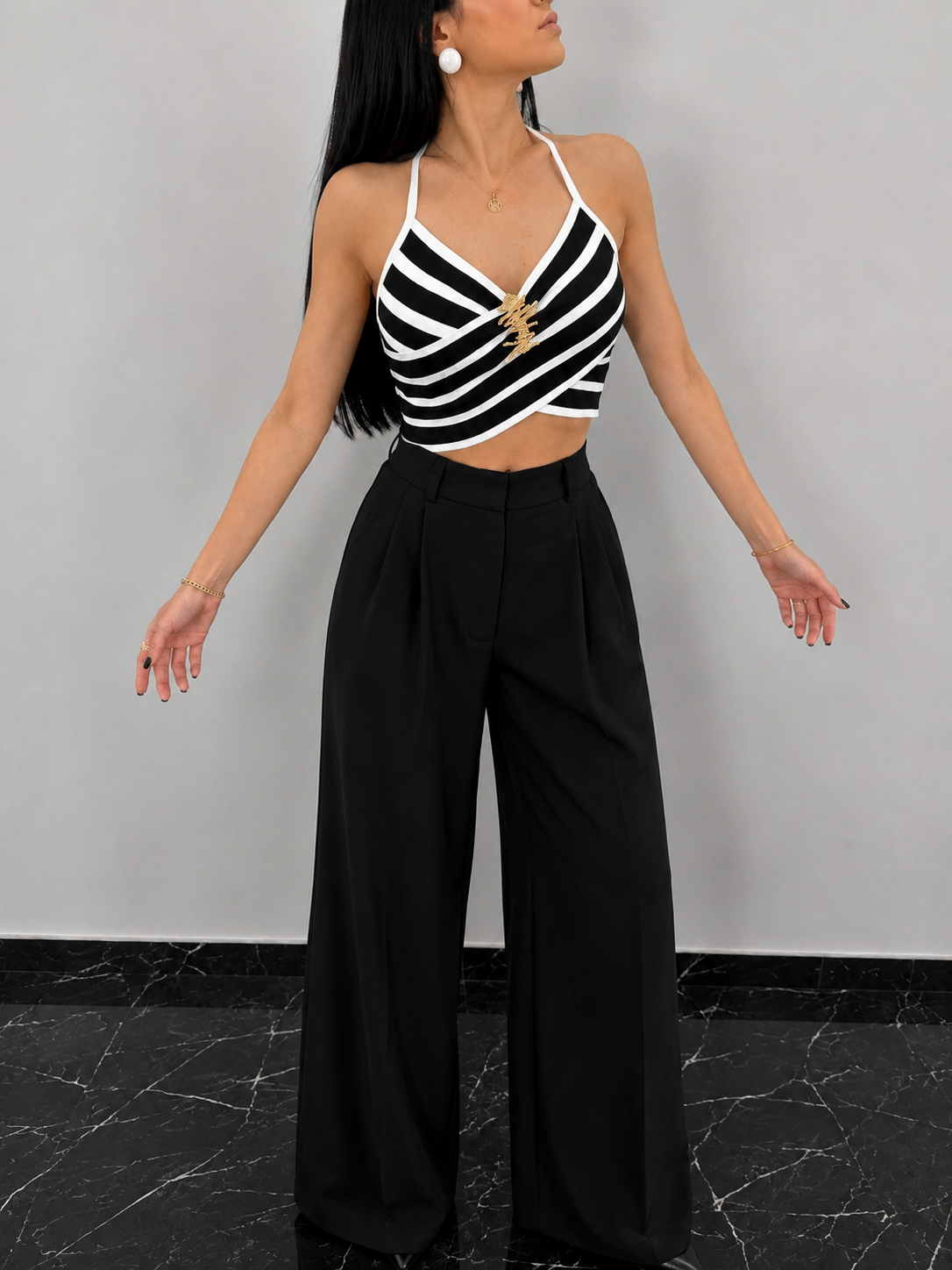 Minimal Cizgili Crop Top
